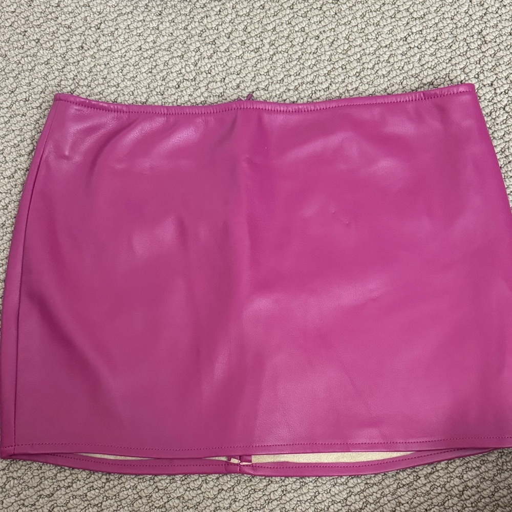 Motel Rocks Hot Pink Faux-Leather Mini Skirt